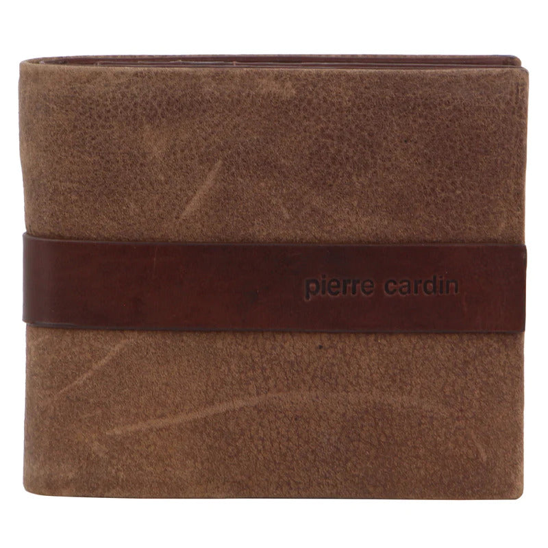 Load image into Gallery viewer, Pierre Cardin Mens Rustic Leather Bi-Fold Business Card Wallet - Brown-0

