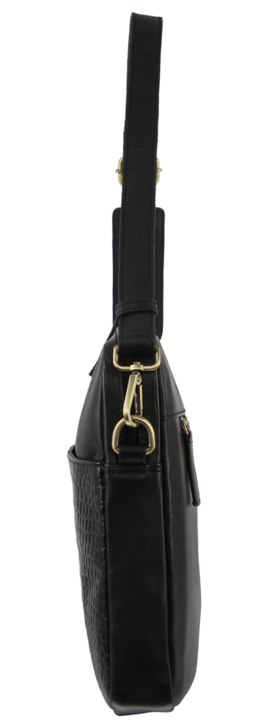 Pierre Cardin Croc-Embossed Leather Business 15" Laptop Computer Bag - Black-2