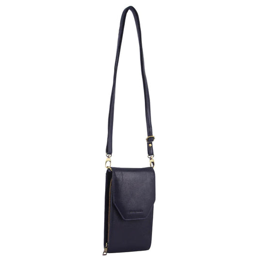 Pierre Cardin Ladies Leather Cross Body Bag/Wallet Bag/Clutch Wallet - Indigo-1