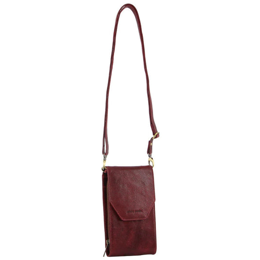 Pierre Cardin Ladies Leather Cross Body Bag/Wallet Bag/Clutch Wallet - Cherry-1