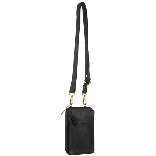 Pierre Cardin Ladies Leather Cross Body Bag/Wallet Bag/Clutch Wallet Small Flap - Black-1