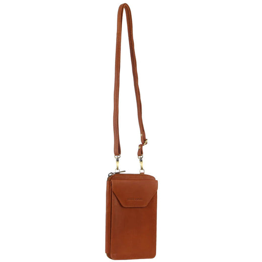 Pierre Cardin Ladies Leather Cross Body Bag/Wallet Bag/Clutch Wallet - Cognac-1