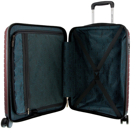 Pierre Cardin x Milleni 3-Piece Hardshell Super Light Luggage Bags Travel Suitcase - Burgundy/White-1