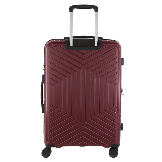 Pierre Cardin 65cm/89L Medium Hard-Shell Checked Suitcase Travel Luggage Bag - Burgundy-2