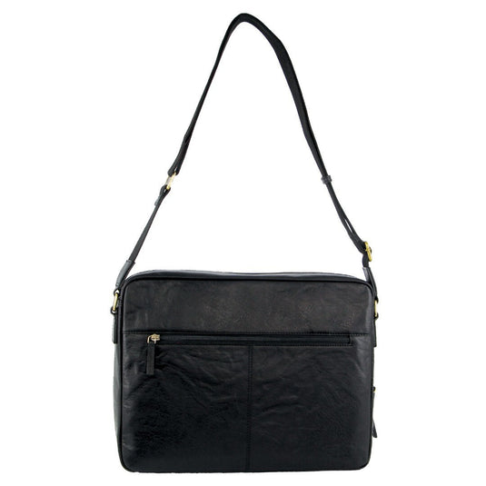 Pierre Cardin Crumpled Leather 15" Laptop Computer Bag - Black-2