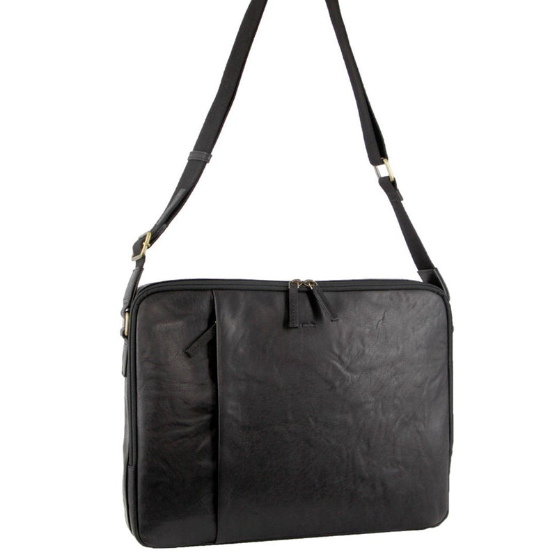 Load image into Gallery viewer, Pierre Cardin Crumpled Leather 15" Laptop Computer Bag - Black-1
