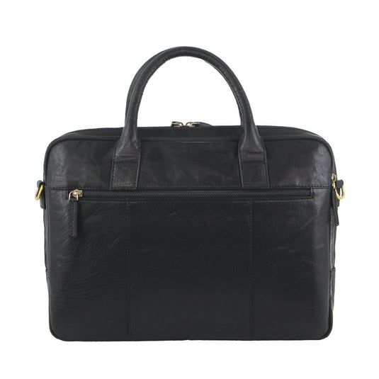 Pierre Cardin Leather Multi-Compartment Business 15" Laptop Bag - Black-2