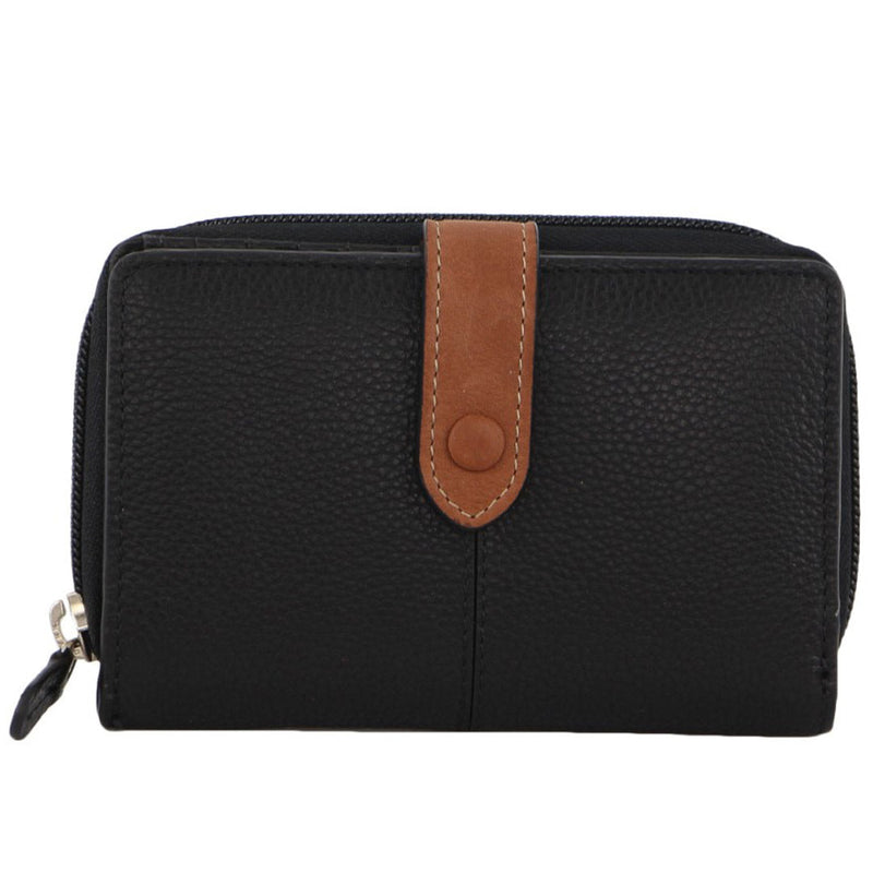 Load image into Gallery viewer, Pierre Cardin Womens Leather Bi-Fold Wallet Purse Zip Around - Black-3
