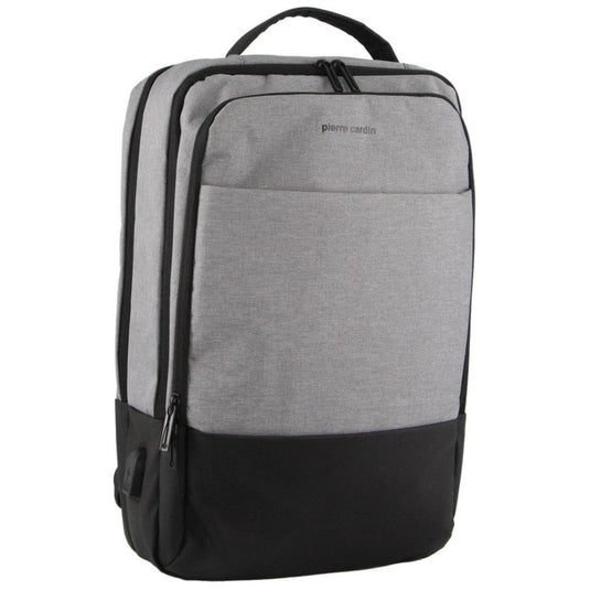 Pierre Cardin Travel and Business Backpack Harvard w/ Laptop Sleeve - Grey/Black-0