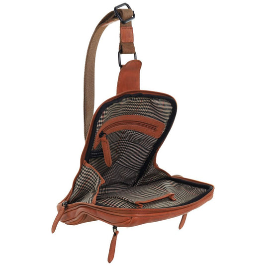 Pierre Cardin Mens Leather Crossbody Bag in Cognac-3