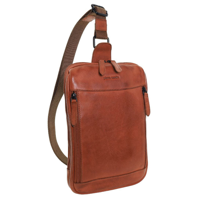Load image into Gallery viewer, Pierre Cardin Mens Leather Crossbody Bag in Cognac-1
