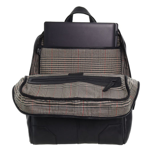 Pierre Cardin Mens Leather Sleek Backpack Bag w/ Laptop Compartment in Black-4