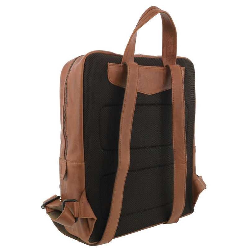 Load image into Gallery viewer, Pierre Cardin Mens Leather Sleek Backpack Bag w/ Laptop Compartment in Cognac-2
