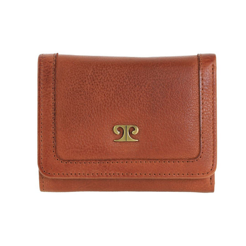 Load image into Gallery viewer, Pierre Cardin Ladies Leather Snap Button Tri-Fold Wallet - Cognac-2
