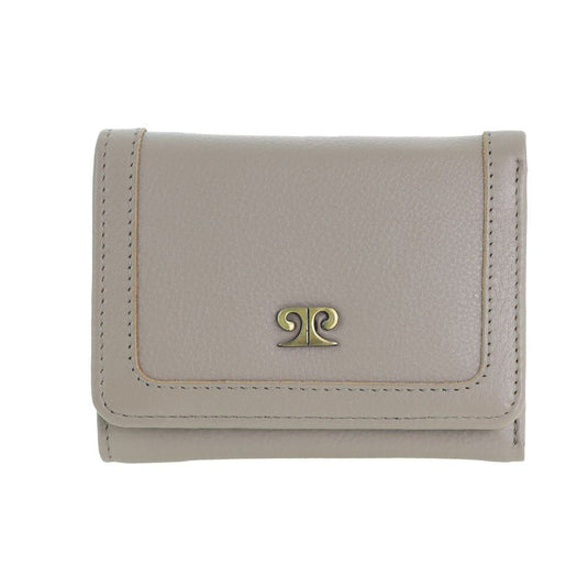 Pierre Cardin Ladies Leather Snap Button Tri-Fold Wallet - Taupe-1