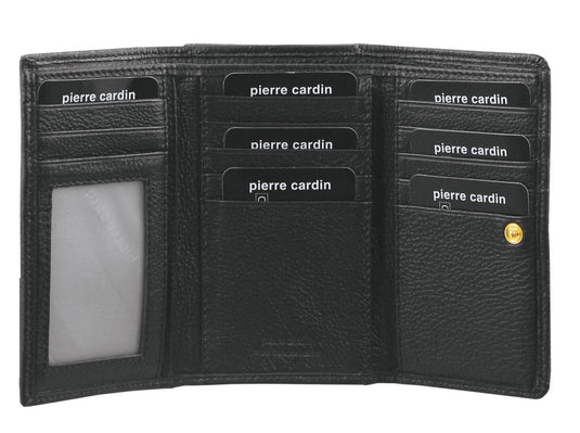 Pierre Cardin Womens Soft Italian Leather RFID Purse Wallet Rustic - Black-1