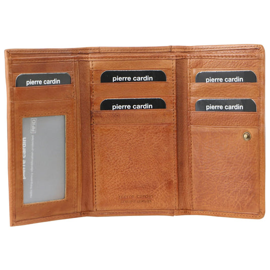 Pierre Cardin Womens Soft Italian Leather RFID Purse Wallet Rustic - Cognac-1