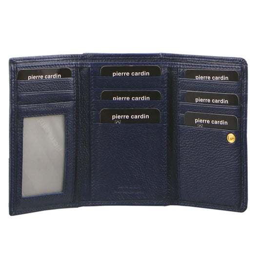 Pierre Cardin Ladies Womens Soft Italian Leather RFID Purse Wallet Rustic - Navy-1