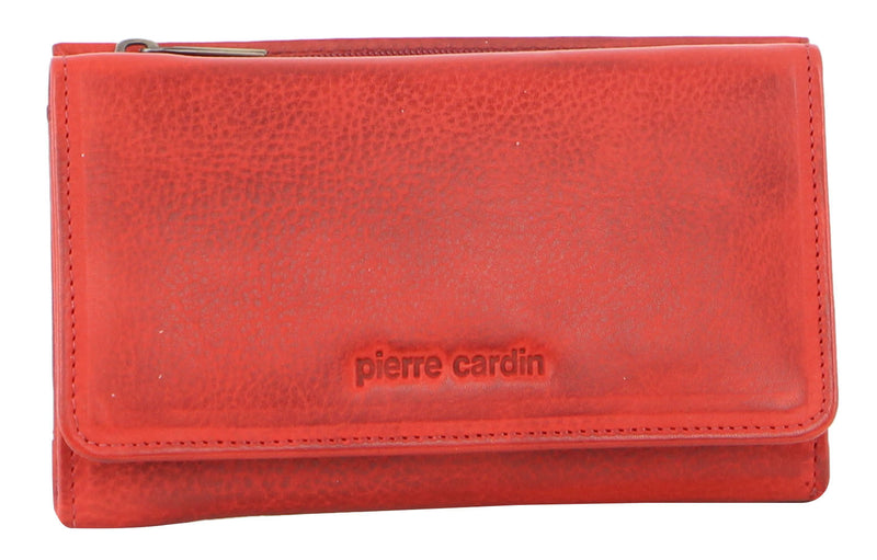 Load image into Gallery viewer, Pierre Cardin Womens Soft Italian Leather RFID Purse Wallet Rustic Trifold - Red-2
