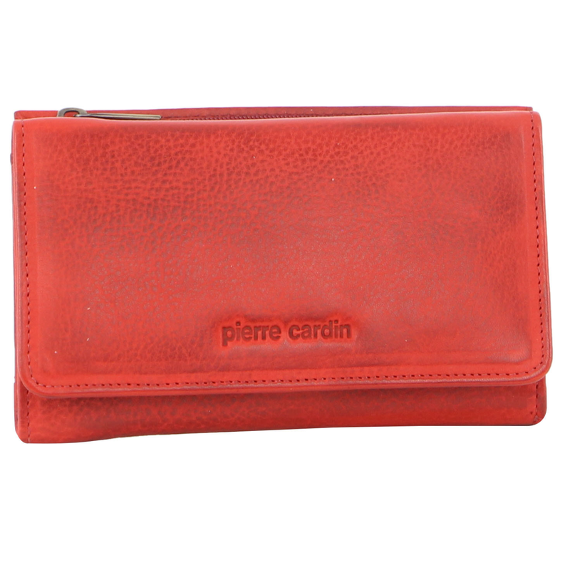 Load image into Gallery viewer, Pierre Cardin Womens Soft Italian Leather RFID Purse Wallet Rustic Trifold - Red-2
