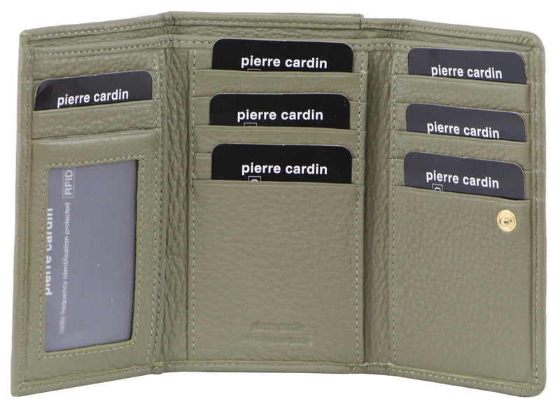 Load image into Gallery viewer, Pierre Cardin Ladies Women's Soft Italian Leather RFID Purse Wallet Rustic - Sage-1
