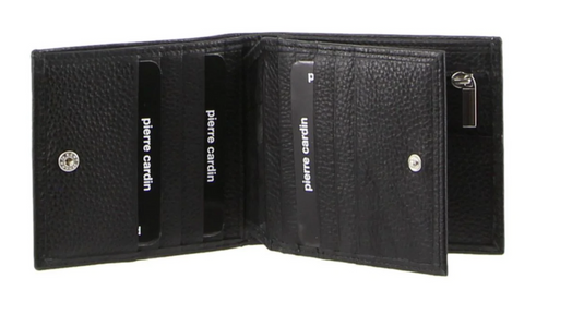 Pierre Cardin Mens Tri Fold Leather Wallet w/ RFID Protection - Black-3