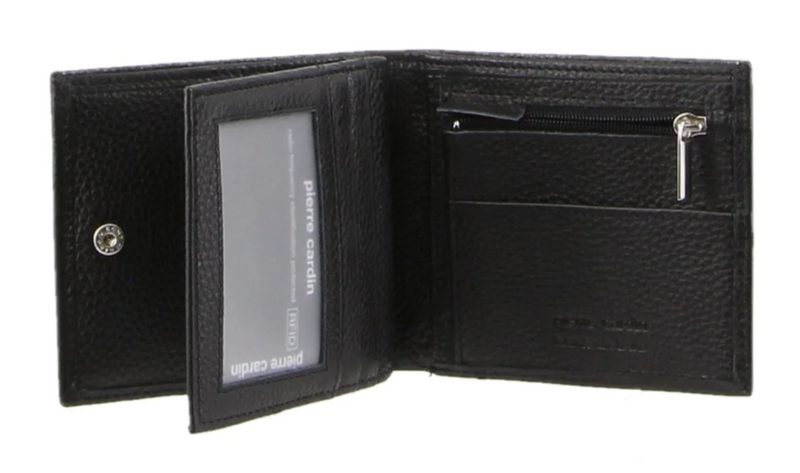 Load image into Gallery viewer, Pierre Cardin Mens Tri Fold Leather Wallet w/ RFID Protection - Black-0
