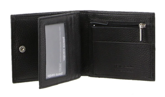 Pierre Cardin Mens Tri Fold Leather Wallet w/ RFID Protection - Black-0