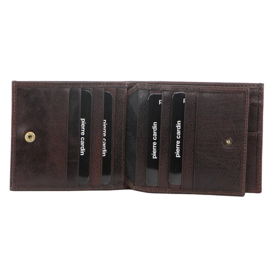 Pierre Cardin Mens Leather Tri Fold Wallet w/ RFID Protection - Brown-4