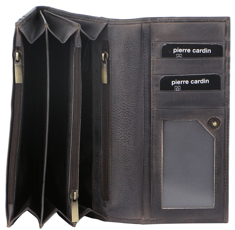 Load image into Gallery viewer, Pierre Cardin  Womens Soft Italian Leather RFID Purse Wallet - Black-1
