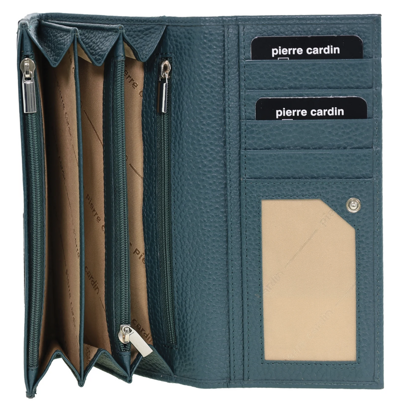 Load image into Gallery viewer, Pierre Cardin Ladies Womens Soft Italian Leather RFID Purse Wallet - Green-0
