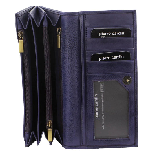 Pierre Cardin Ladies Womens Soft Italian Leather RFID Purse Wallet - Purple-0