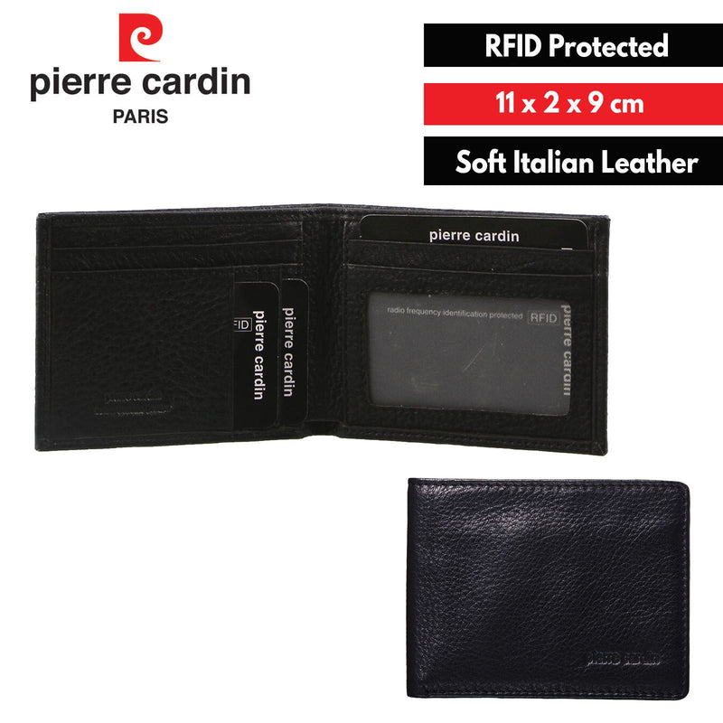 Load image into Gallery viewer, Pierre Cardin Mens Genuine Italian Soft RFID Bifold Slim Wallet - Black-1

