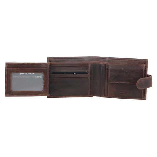 Pierre Cardin RFID Mens Wallet Bi-Fold Genuine Italian Leather w GIFT BOX  - Brown-4