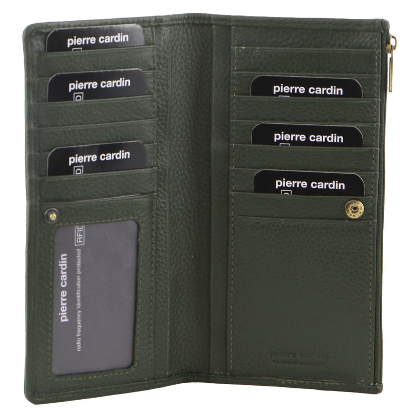Load image into Gallery viewer, Pierre Cardin Womens Soft Italian Leather RFID Purse Wallet - Grape Green-0
