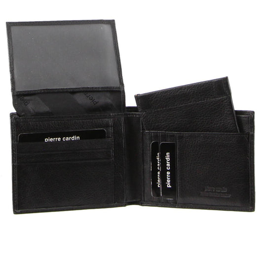 Pierre Cardin Mens Genuine Italian Leather Wallet Removable Coin Purse - Black-2