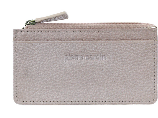 Pierre Cardin RFID Leather Coin Purse Wallet w/ Keyring in Pearl-0