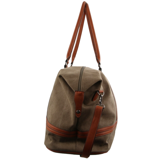 Pierre Cardin Canvas Overnight Bag Business Travel Luggage Weekend Duffle Unisex - Brown-3