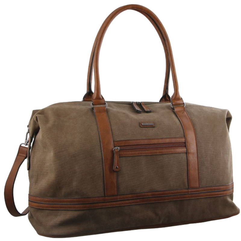 Load image into Gallery viewer, Pierre Cardin Canvas Overnight Bag Business Travel Luggage Weekend Duffle Unisex - Brown-0

