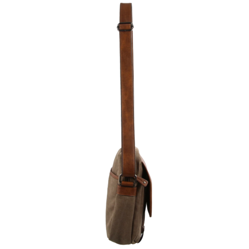 Load image into Gallery viewer, Pierre Cardin Unisex Canvas Cross Body Messenger Bag Satchel Sling - Brown/Cognac-3
