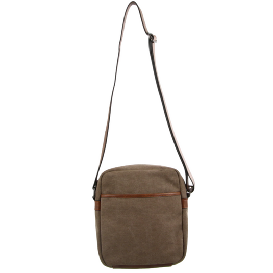 Pierre Cardin Unisex Canvas Cross Body Messenger Bag Satchel Sling - Brown/Cognac-4