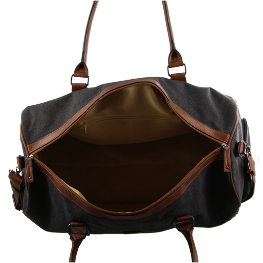 Pierre Cardin Canvas Mens Travel Bag Duffle Weekend Overnight Business Luggage - Black-3