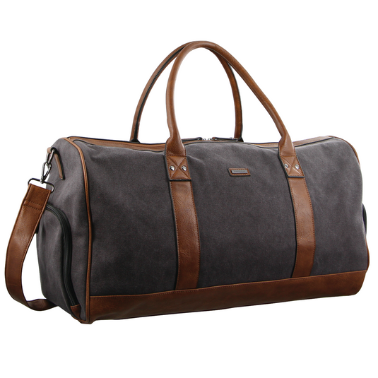 Pierre Cardin Canvas Mens Travel Bag Duffle Weekend Overnight Business Luggage - Black-0