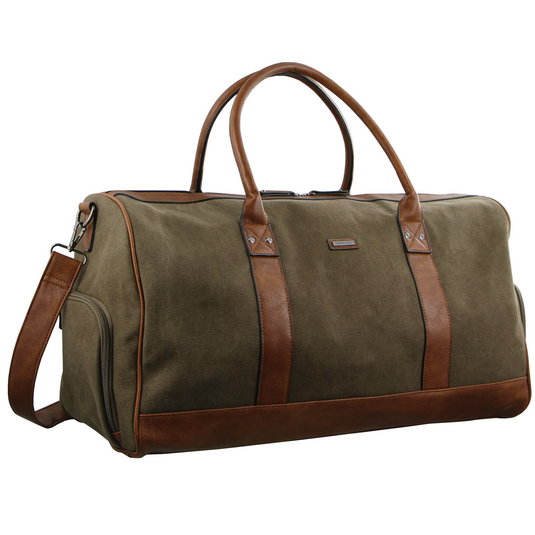 Pierre Cardin Canvas Mens Travel Bag Duffle Weekend Overnight Business Luggage - Brown-0