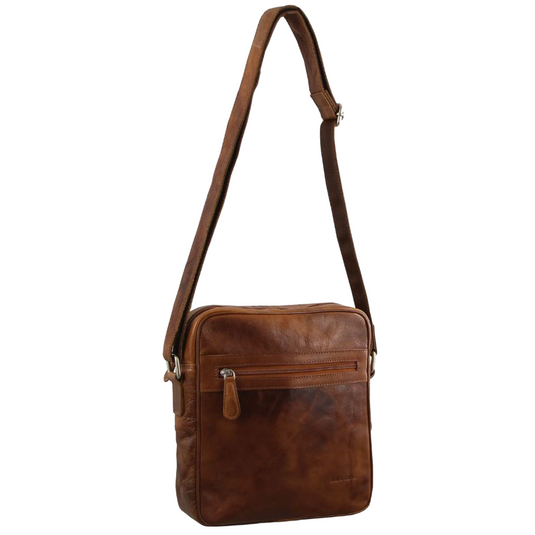 Pierre Cardin Mens Rustic Leather Shoulder Bag for Tablet iPad Pouch Case Sling-0
