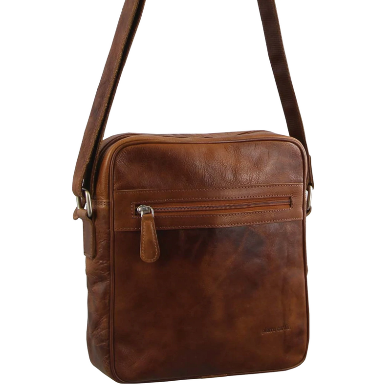Load image into Gallery viewer, Pierre Cardin Mens Rustic Leather Shoulder Bag for Tablet iPad Pouch Case Sling-2
