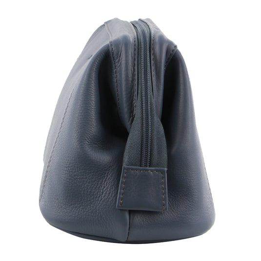 Pierre Cardin Mens Rustic Leather Toiletry Case Bag Travel - Teal-1