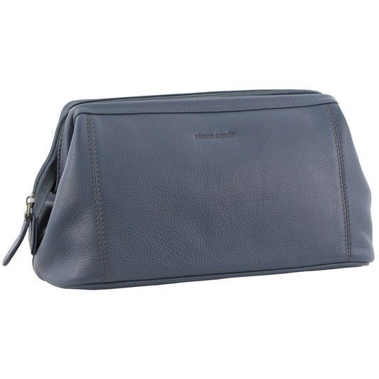 Pierre Cardin Mens Rustic Leather Toiletry Case Bag Travel - Teal-0