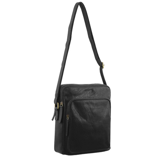 Pierre Cardin Italian Leather Tablet Bag for Android iPad Messenger Cross Body - Black-1