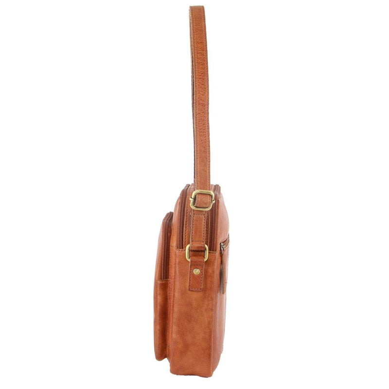 Load image into Gallery viewer, Pierre Cardin Italian Leather Tablet Bag Messenger Cross Body - Cognac-3
